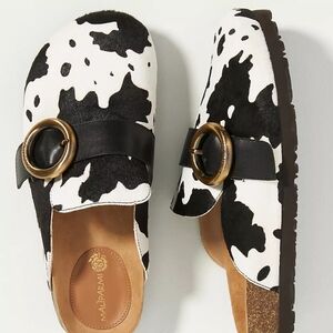 Anthropologie Maliparmi Cow-Printed Slide Sandals
